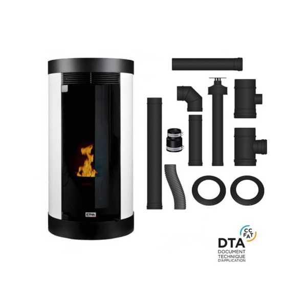 Poêle à granulés étanche canalisable Anna + Kit conduits concentrique sortie arrière 12 kw
