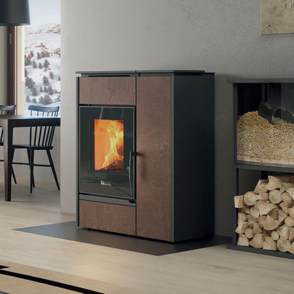 Poêle mixte bois et granulés Margaret Grès Corten 10 kw