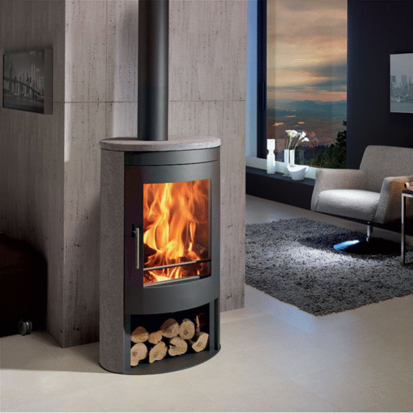 Poêle à bois étanche Oval 3S Panadero 8,7 kW – Triple combustion, pierre naturelle