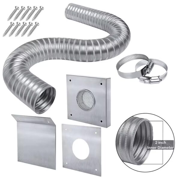 Kit d’admission d’air frais pour poêle à granulés, kit d’air froid extérieur, tuyau de poêle à granulés, tuyau d’aération flexible en aluminium, accessoires de poêle,
