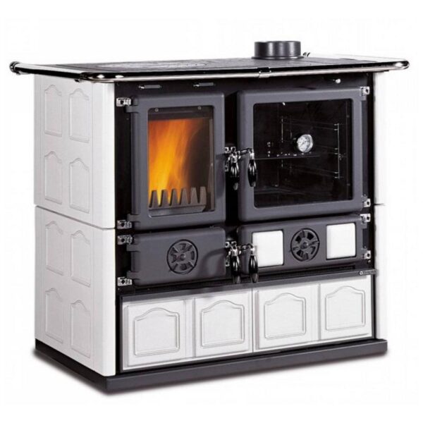 Cuisinière à bois raccordable – LA NORDICA Rosa 5.0 Maiolica Blanche 8.8 kW
