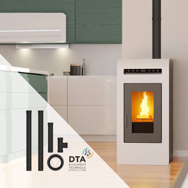 Pack poêle à granulés Cayenne + Kit d’installation sortie arrière 16kW