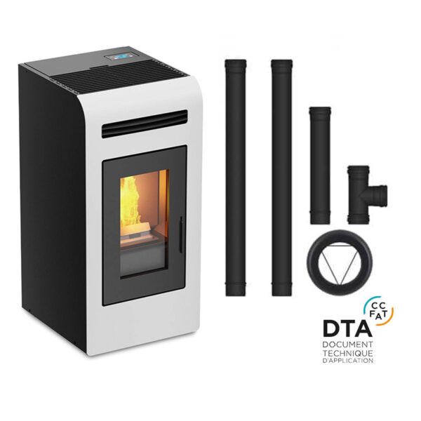 Pack poêle à granulés Cayenne + Kit d’installation sortie arrière 14kW