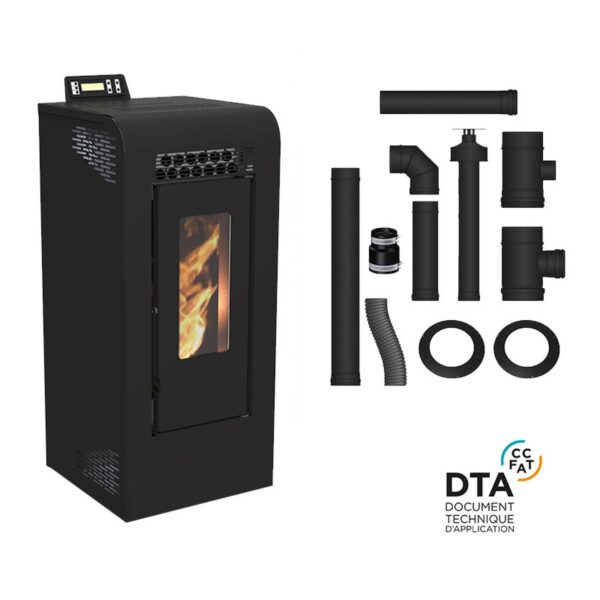 Pack Poêle à granulés étanche canalisable Vulcano + Kit d’installation ventouse 12kW