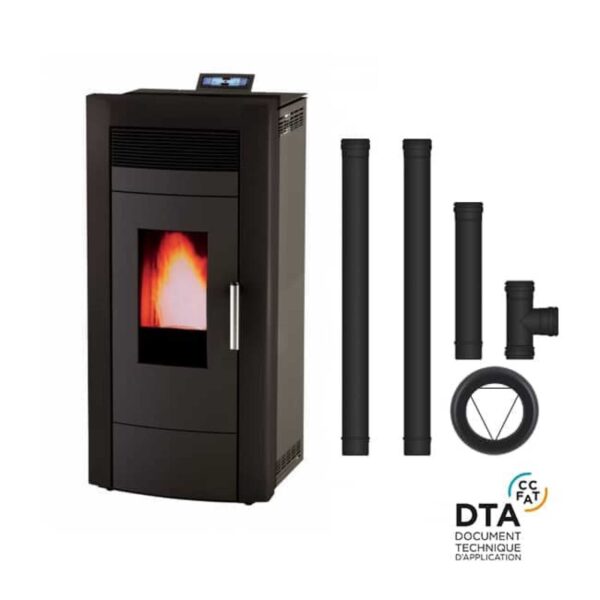 Pack poêle à granulés hydro Baracuda Commo + Kit d’installation sortie arrière 15kW