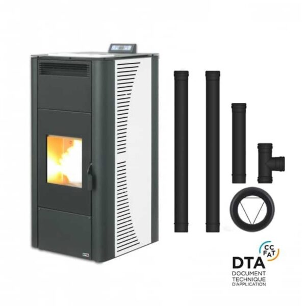 Pack poêle à granulés hydro Rondinara + Kit d’installation sortie arrière 19kW