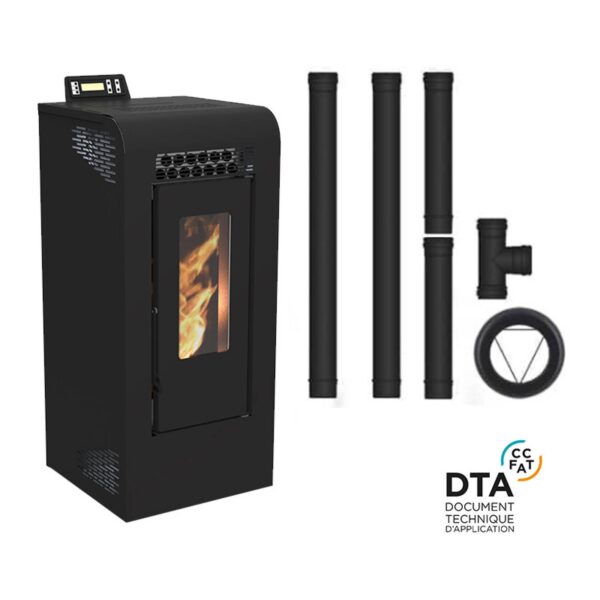 Pack poêle à granulés Vulcano SMS + Kit d’installation sortie arrière 12kW