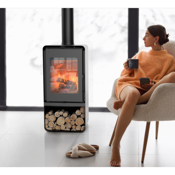 Poêle à bois Domino avec range bûche 7.5kW